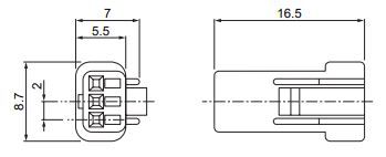 JST Series JWPF Waterproof Receptacle Housing: 03RJWPFVELES