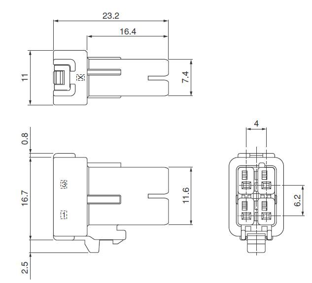 JST Series Waterproof Connector: 4 Circuit IPX7 04RJWPSVELEDZA