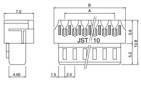 JST Series NRD 4-Position Receptacle Connector: 08NRD4KP
