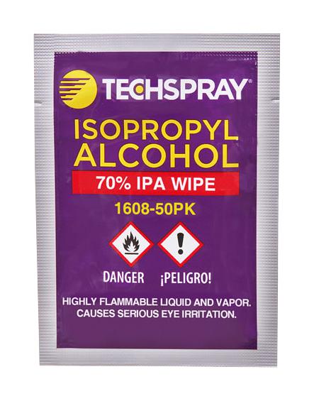 Techspray Series IPA Wipes: 70% Isopropyl Alcohol Pack 1608PK