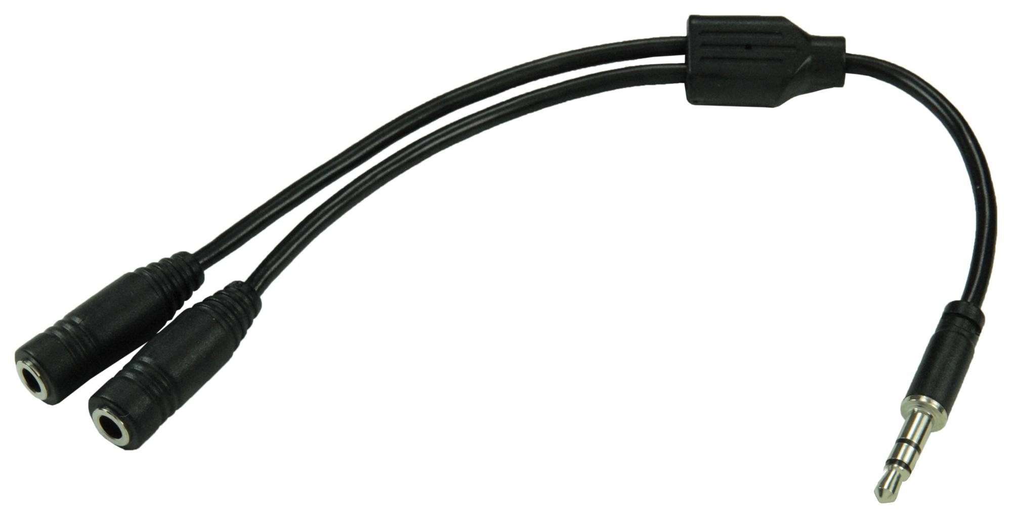 Buy Multicomp Pro 3.5mm Stereo Plug to 2 x 3.5mm Stereo Jack Audio Splitter Part Number 2413485 Online