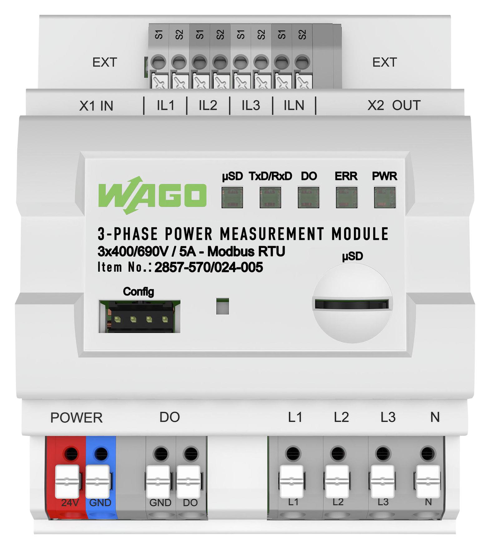 WAGO Series Power Measurement: 3-Phase Power Measurement Module 2857-570/024-000