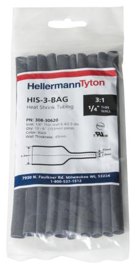 HellermannTyton Series HIS-3 Heat Shrink Tubing: 308-30620