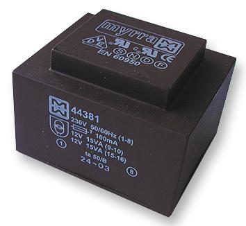 Safety Isolating Transformer Series 44381: 30VA 230V Dual 12V