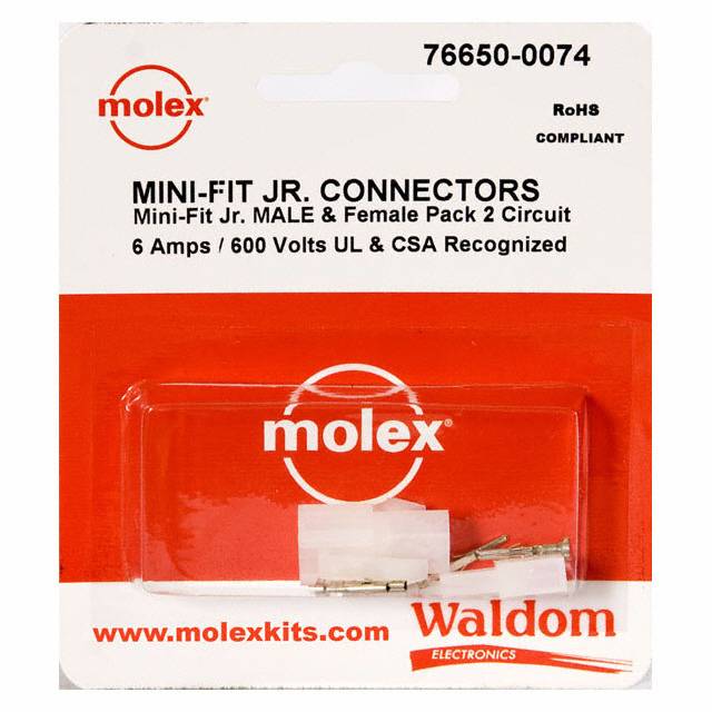 76650-0074 MOLEX / WALDOM 2 Circuit Wire-to-Wire Connector | myMectronic