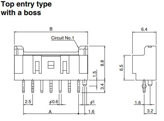 JST Series XA1 Connector Header 4-Position: B04BXASK1ALFSN