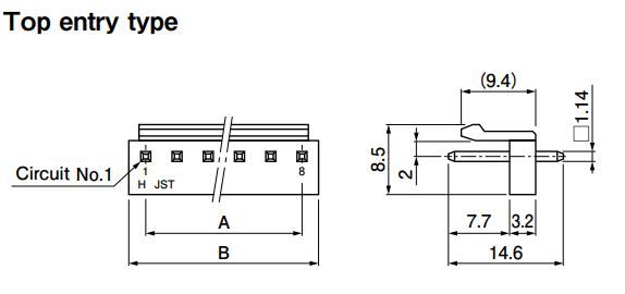 JST Series 3Position Through-Hole Connector: B3PVHFBBLFSN