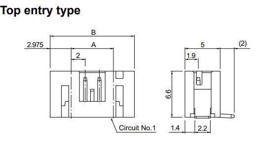 JST Series PH Connector: 6-Position Surface Mount Header B6BPHSM4TBTLFSN