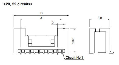 JST Series PUD: 2.0mm Pitch SMT Header 22 Circuits