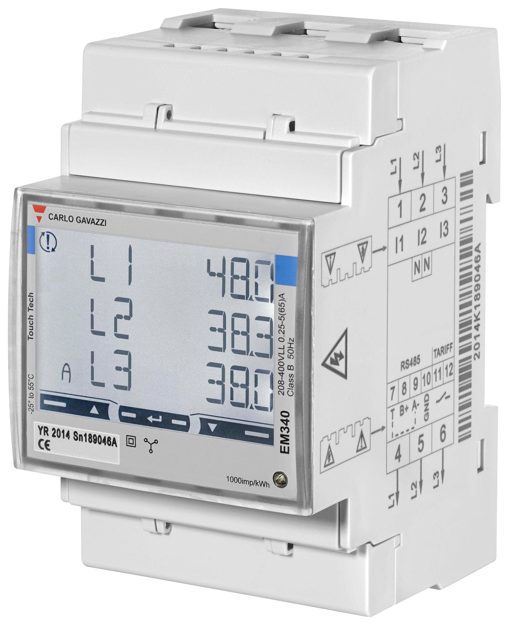 Carlo Gavazzi Series EM340 Energy Meter: EM340DINAV23XS1PFB
