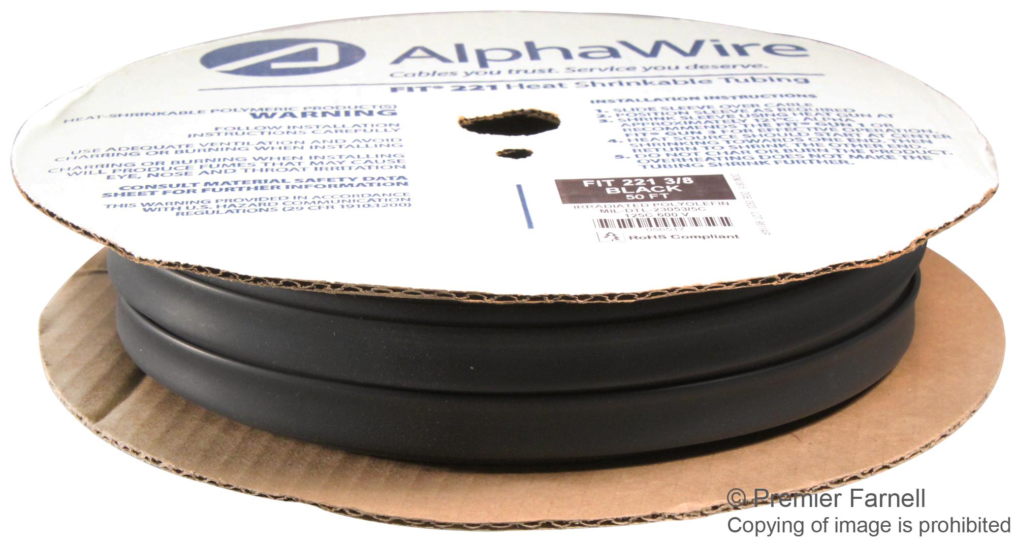 AlphaWire FIT-221-3/8 U–Reliable Heat Shrink Tubing for Industrial Applications