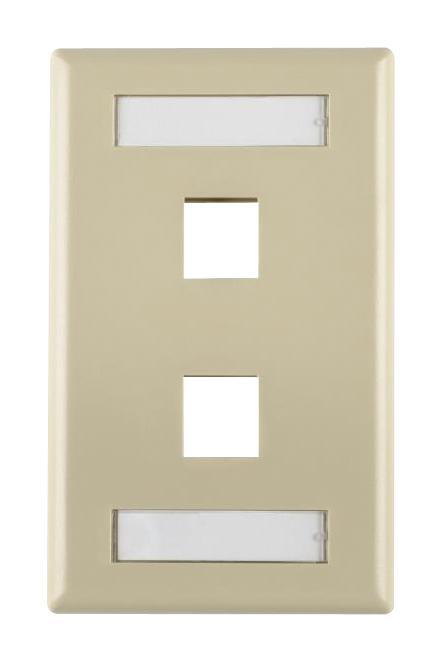 Buy HellermannTyton Single Gang 2 Port Faceplate With ID Windows Ivory Online