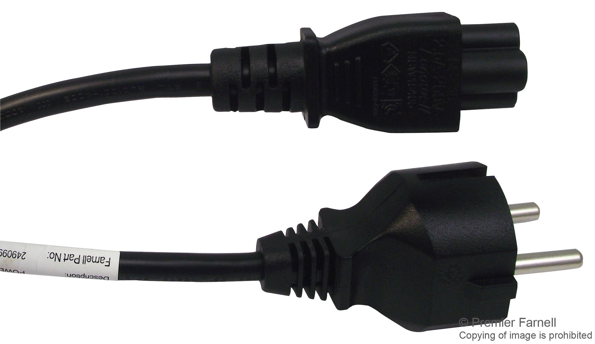 Multicomp Series Power Cord: CEE 7/7 Plug IEC C5 0.5m GW-151615