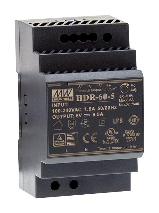 Buy Mean Well HDR-60 Series Power Supply Part Number HDR605 Online