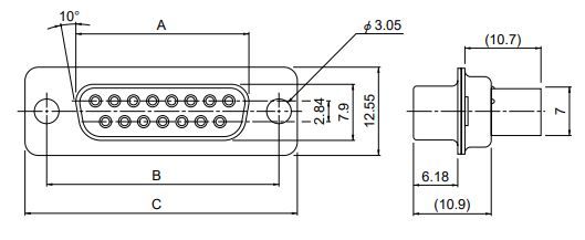 JST Series 15-Pin Crimp D-Sub Connector: JAC15S3