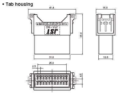 JST Series J2000 Tab Housing: JFM2MDN22VK