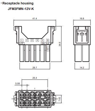JST Series J2900 Receptacle Housing: JFM3FMN12VK