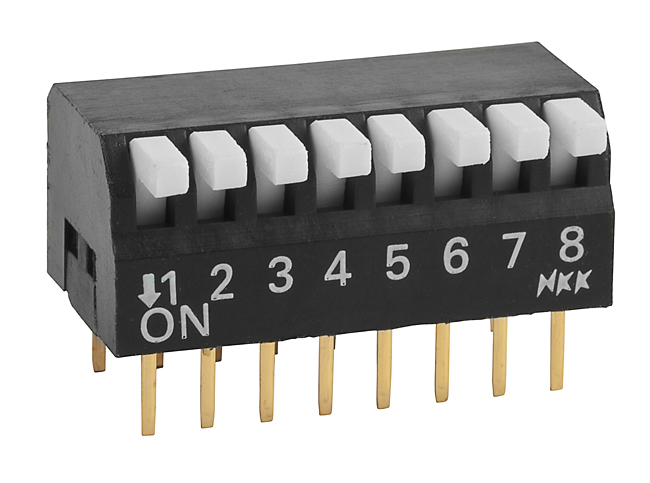 NKK Series JSO8 8-Position DIP Slide Switch: JSO308PP4