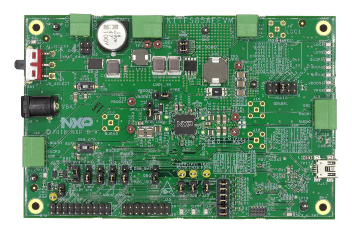 NXP Fail-safe power IC Series KITFS85AEEVM: Fail-safe power management IC with multiple SMPS and LDO, automotive safety