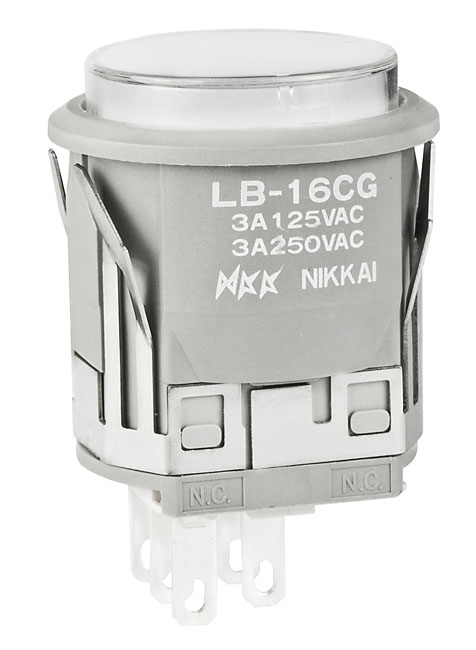 Buy NKK Switches Standard Size Pushbutton Part Number LB16CGW016BJB Online