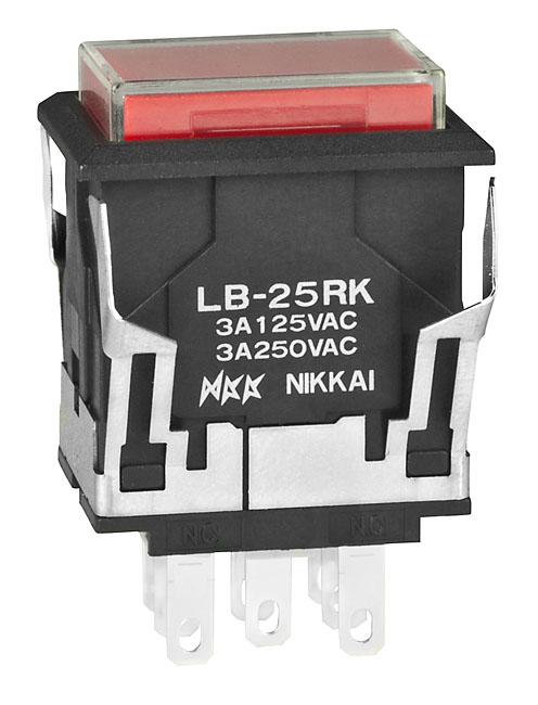 Buy NKK Illuminated Pushbutton Switch Part Number LB25RKW015C12JC Online