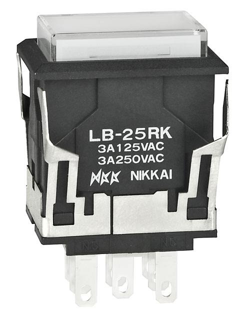Buy NKK Switches Standard Size Pushbutton Part Number LB25RKW015C24JB Online