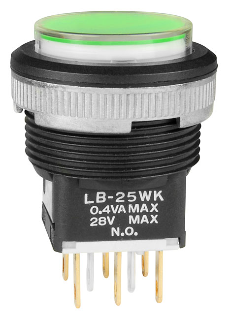 NKK Series LB Illuminated Pushbutton: LB25WKG015F12JF