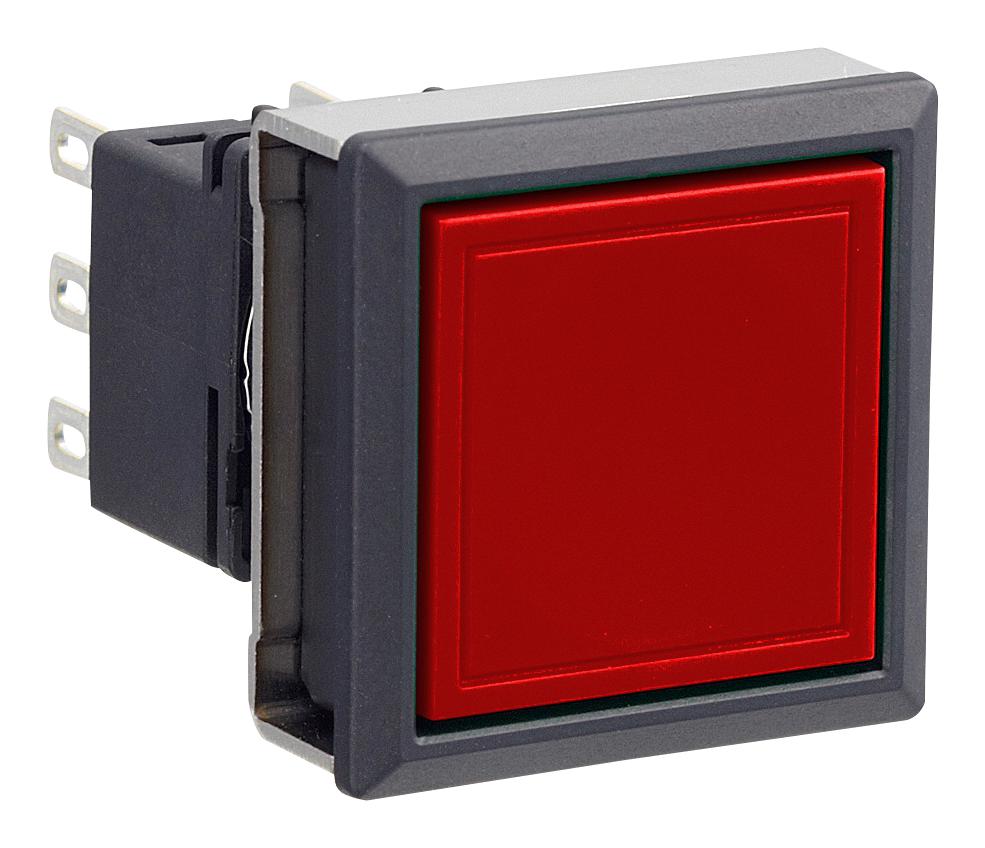 IDE Series LBW7BM1T5R: Industrial Illuminated Pushbutton Square Metal - Red LED