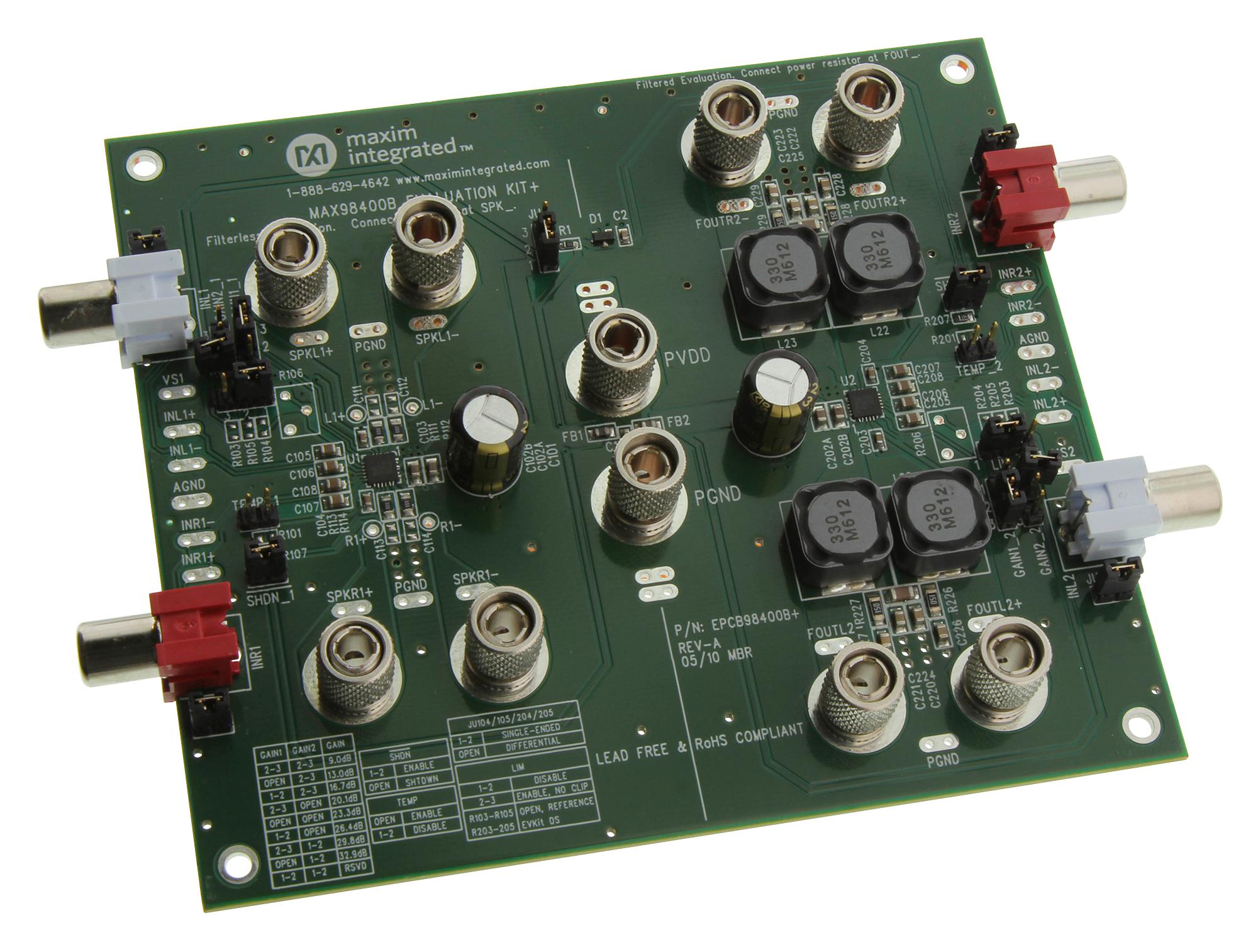 Maxim Series MAX98400B: Evaluation Kit 2x12W Audio Amplifier