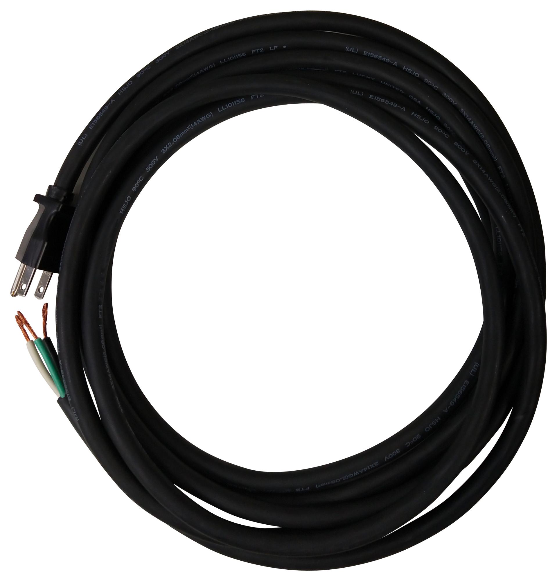 MultiComp Series Power Cord: NEMA 5-15P 14AWG/3C, 4.572m