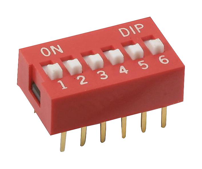 Multicomp Series DIP Switch: 6-Position Slide Type MCNDS06V