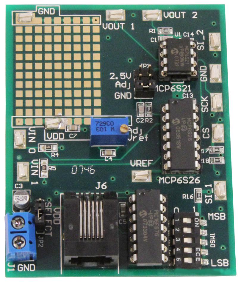 Microchip Series Evaluation Board: MCP6S2X - MCP6S21/26