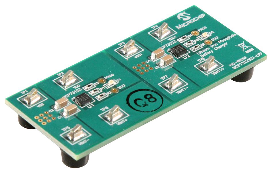 Microchip Series MCP73123/223 Lithium Iron Phosphate Battery Charger: MCP73X23EVLFP