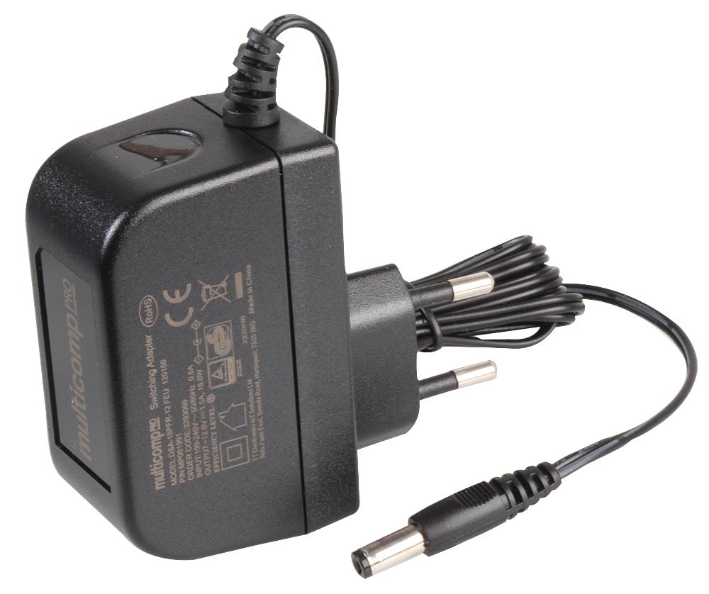 Multicomp 18W EU Power Adapter – Reliable 12V DC for Industrial Applications