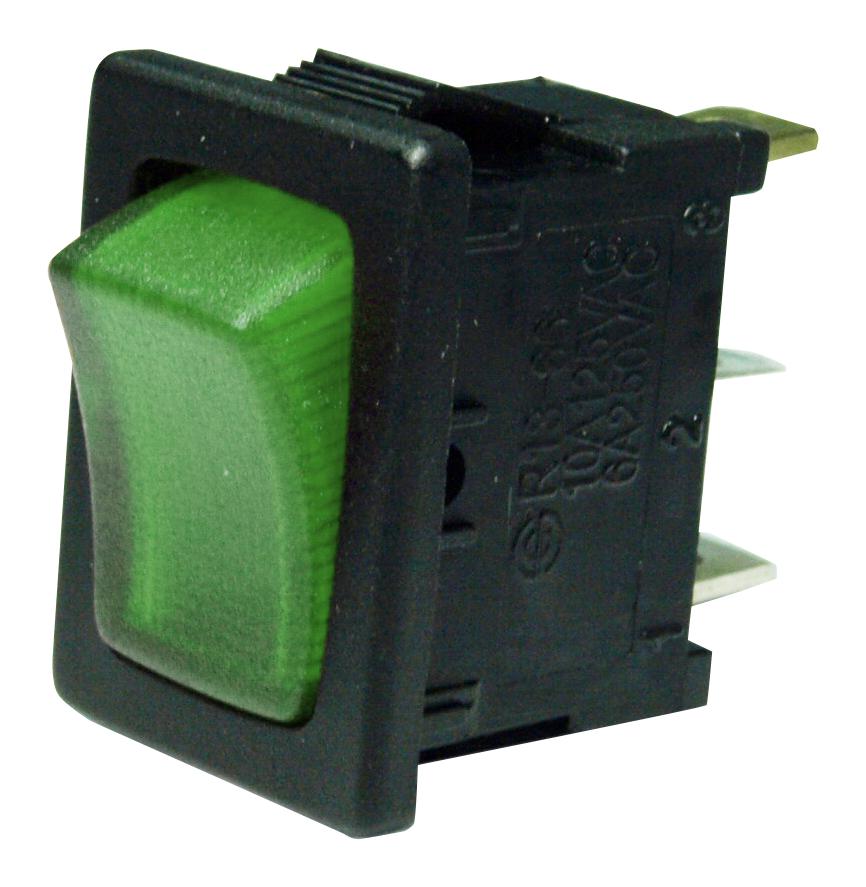 Multicomp Series Switch: SPST On-Off Green Actuator MP004565
