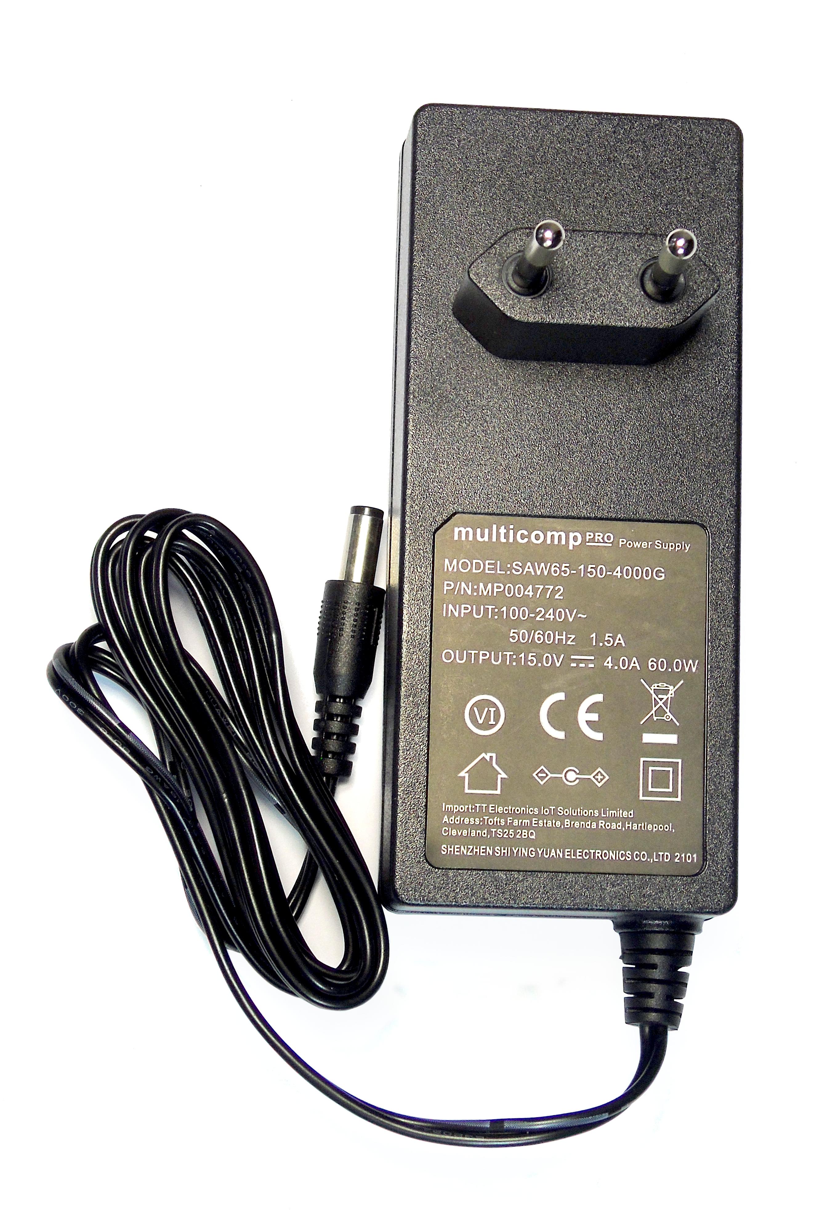 Multicomprrc 60W EU Wall Plug Adapter – Reliable 15V DC Power for Industrial Applications