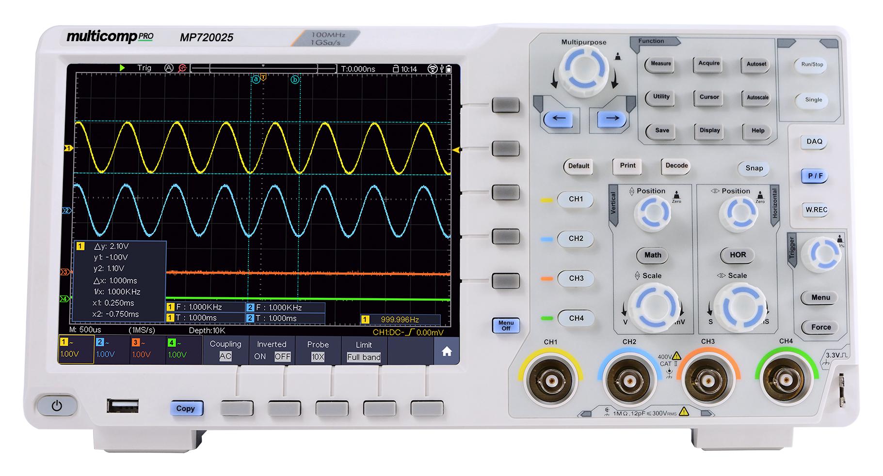 Multicomp Pro MP720025 – Reliable Digital Oscilloscope for Industrial Applications
