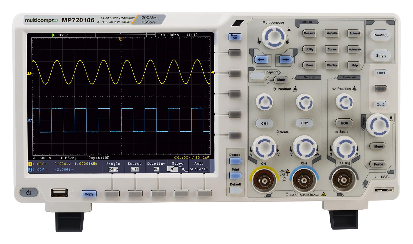 Multicomp Series MP720106US Digital Storage Oscilloscope: 200MHz