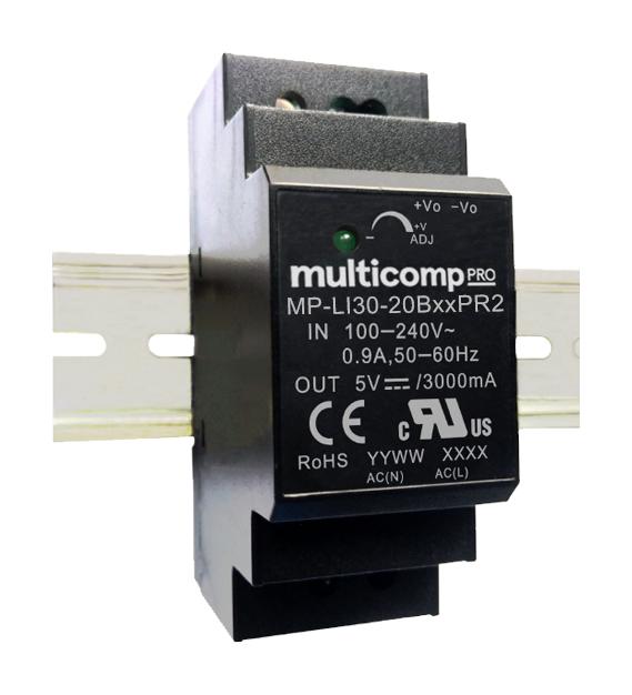 Multicomp Series Power Supply: 30W AC to DC DIN Rail Mount Part MPLI3020B48PR2