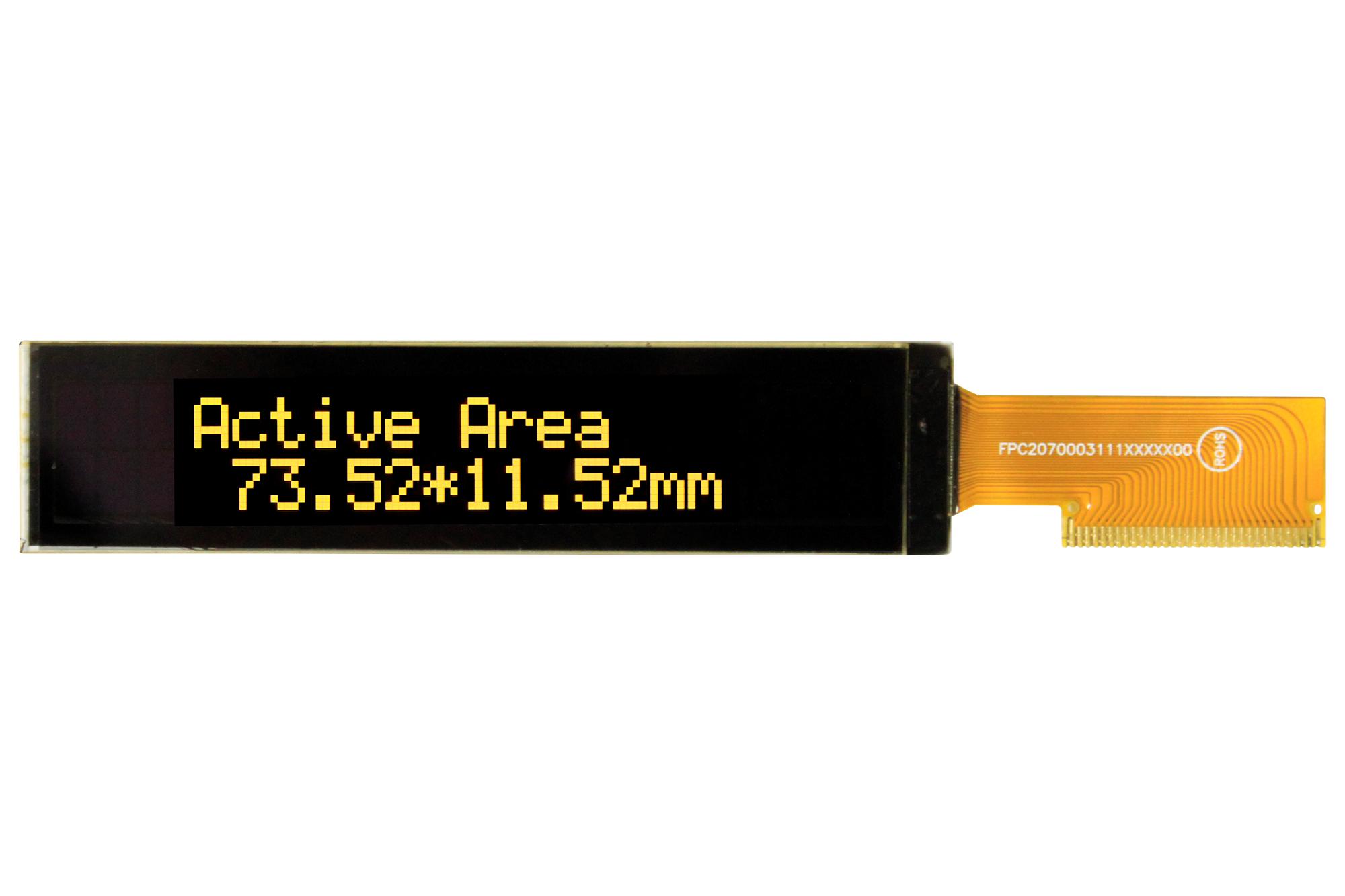 Vishay Series OLED: 20x2 Graphic Yellow Display Module: O0200002A-LPP5NO0000