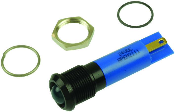 Q-SERIES Panel Mount LED Indicator: 110VAC Blue LED Backlit