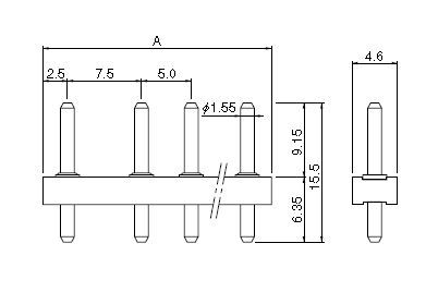 JST Series V Connectors: 4-Position Right-Angle Header RTB154P