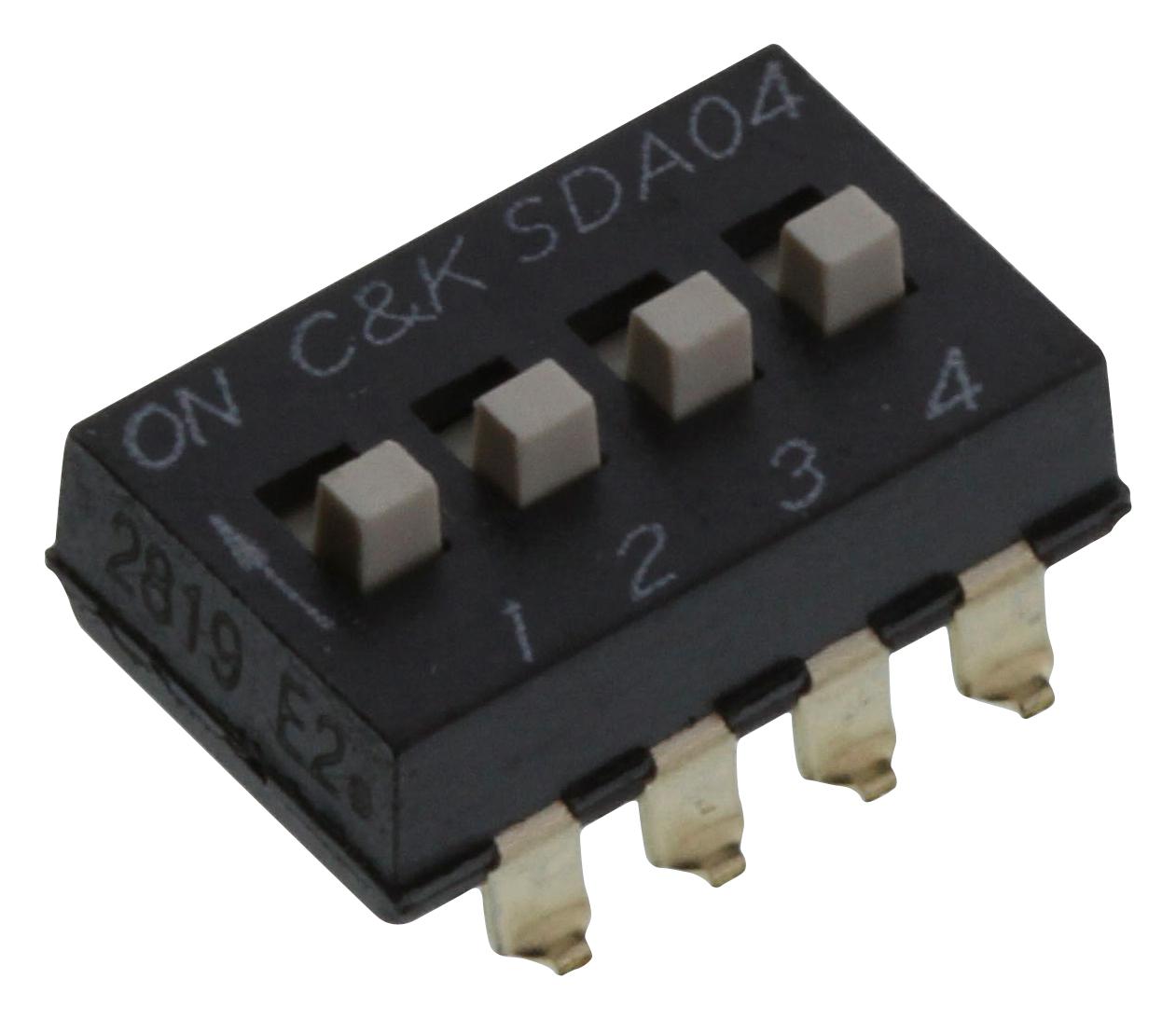 Buy C&K SDA Series Low Profile DIP Switch Part Number SDA04H1SBD Online