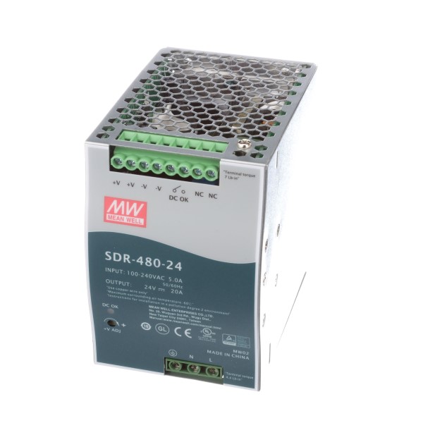 SDR-480-24 MEAN WELL 480W DIN Rail Power Supply | myMectronic
