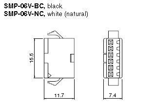 JST Series SM Connectors: 2.5mm Pitch Panel Mount Housing SMP06VNC