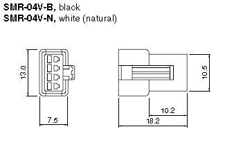 JST Series SM Connector: 4-Position Free-Hanging Connector Receptacle SMR04VB