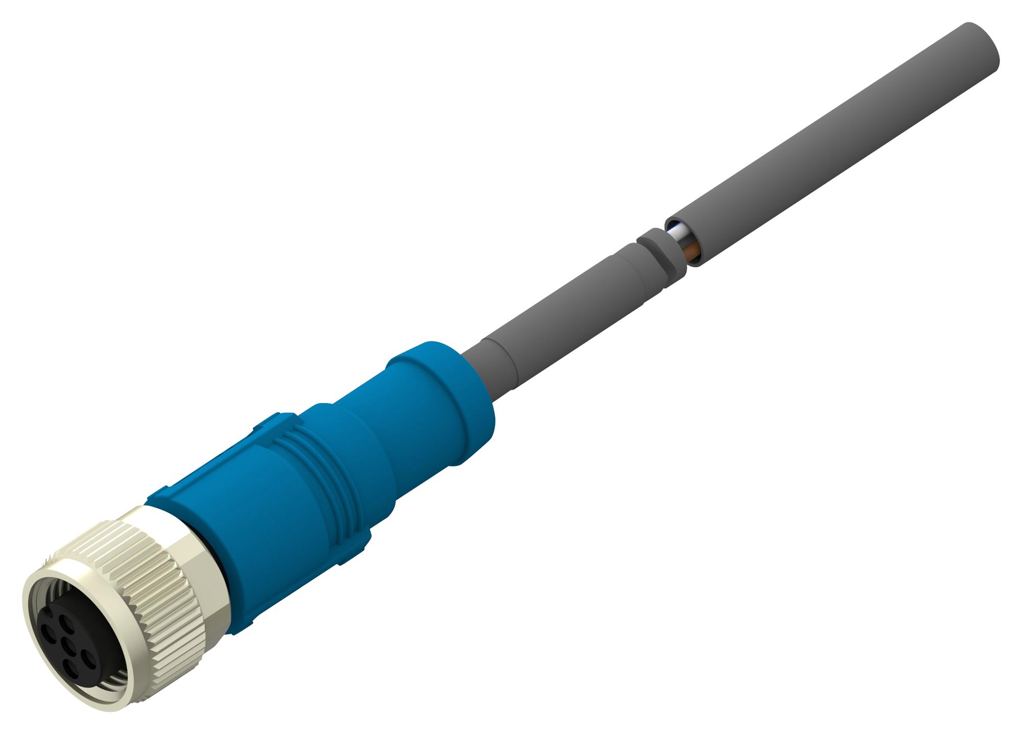 TE 3-Position M12 Cable Assembly – Reliable Sensor/Actuator Connection for Industrial Applications
