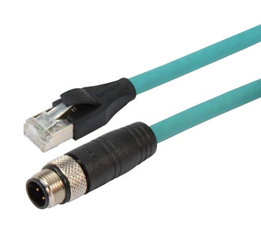 L-COM Series TRG504T4T: M12 Shielded Ethernet Connector with CAT5E Cable
