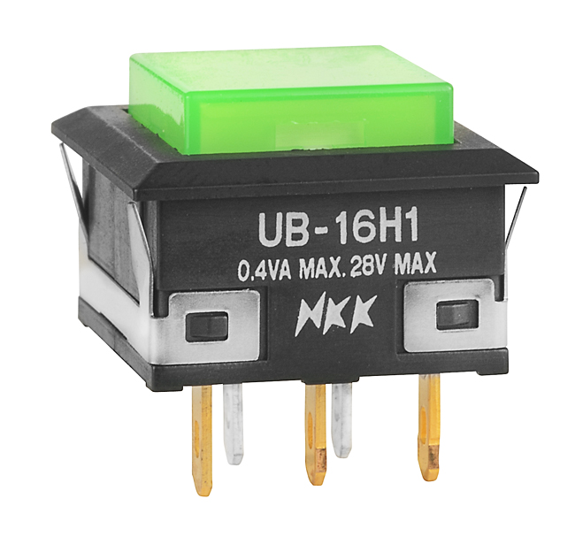 NKK Series UB Low Profile Illuminated Pushbuttons: UB16KKG015FFJ