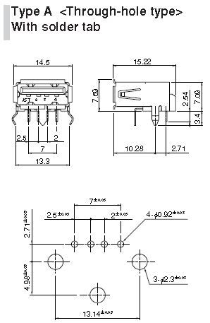 JST Series UB USB Connector: UBA4RD14T4DLFSN